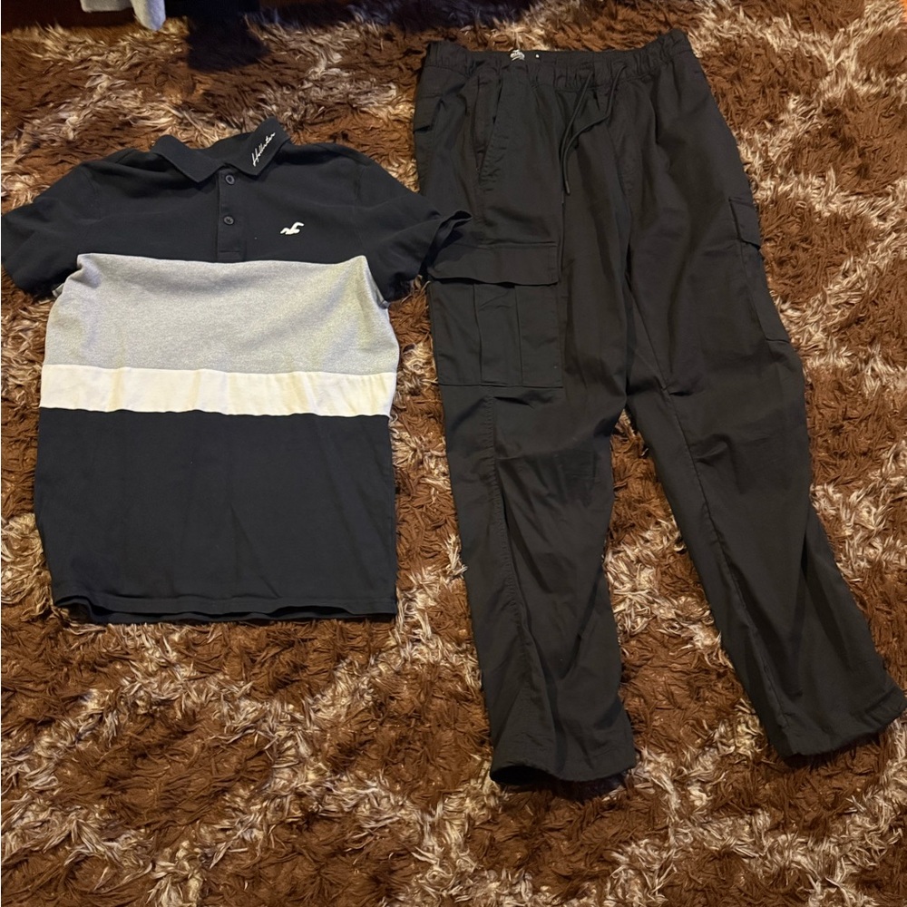Used Men’s Hollister Black Pants and shirt size Med